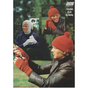 WENDY3282 - MAN'S BALACLAVA, HAT AND GLOVES IN DK - PDF KNITTING PATTERN