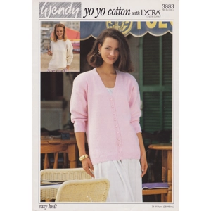 WENDY3883 - WOMAN'S SWEATER AND CARDIGAN IN COTTON DK - PDF KNITTING PATTERN
