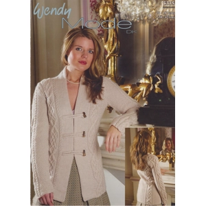 WENDY5335 - WOMAN'S ARAN WEIGHT CABLE DESIGN JACKET - PDF KNITTING PATTERN