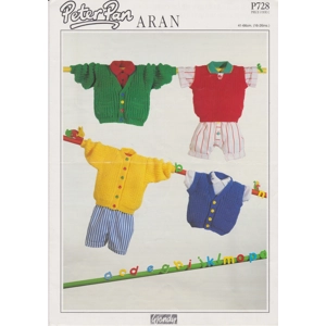 WENDYP728 - BOY AND GIRL'S CARDIGAN AND TANK TOP IN ARAN PDF KNITTING PATTERN