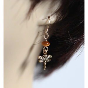 Dragonfly Dangle Earrings With Tiger Eye