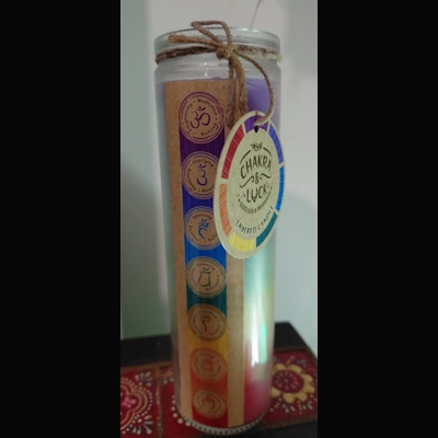 Seven chakra layered candle