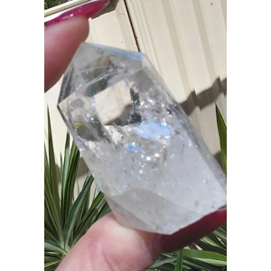Aura crackle quartz point