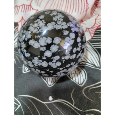 Snowflake obsidian sphere