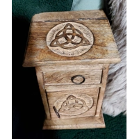 Wooden triquetta witch herb apothecary chest