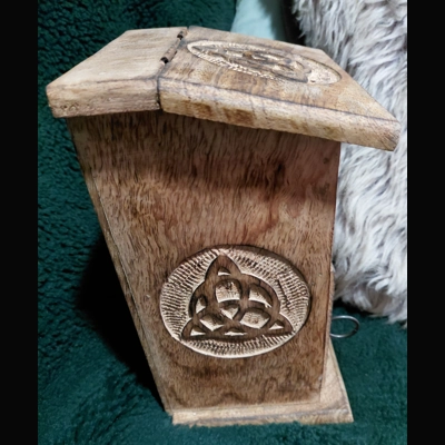 Wooden triquetta witch herb apothecary chest