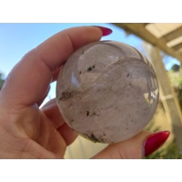 Black rutilated quartz sphere