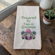 Powered By Tea and Gnomes-tea towel