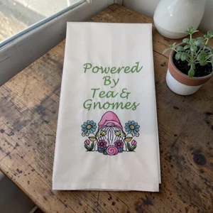 Powered By Tea and Gnomes-tea towel