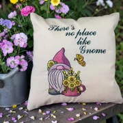 There’s no place like Gnome cushion. 11in by 11in. Includes insert.