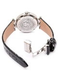 Versace Women's VQE020015 Khai Silver Ip Black Leather Wristwatch