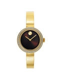 Movado 3600282 Lady's Diamond Brown Dial Yellow Steel Bangle Watch
