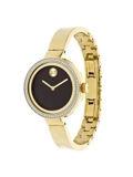 Movado 3600282 Lady's Diamond Brown Dial Yellow Steel Bangle Watch