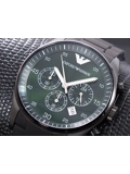 Armani Sport Mens AR5922 Chrono Green Dial Quartz Silicon Watch