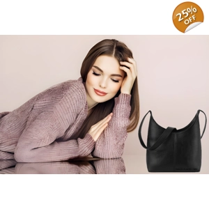 Emilio Places - Rey, Black Leather Hobo Bag