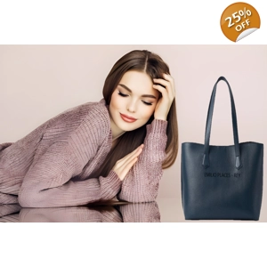 Emilio Places - Rey, Blue Leather Tote Bag