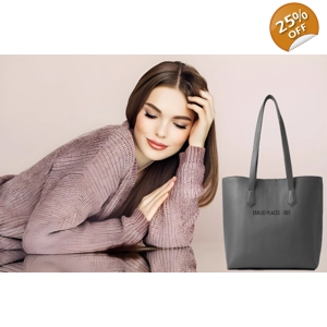 Emilio Places - Rey, Grey Leather Tote Bag