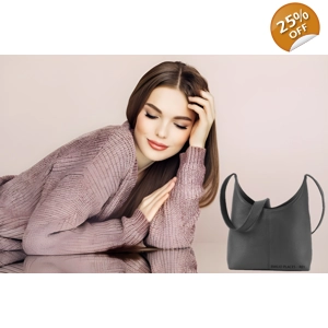 Emilio Places - Rey, Grey Leather Hobo Bag