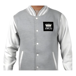 Emilio Men's Heather White Varsity Jacket Size Large