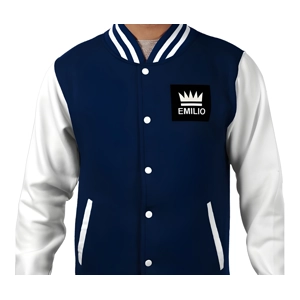 Emilio Men's Oxford Navy White Varsity Jacket Size Large