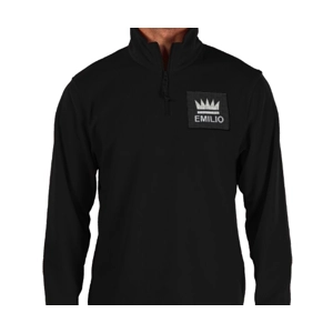 Emilio Men's Black Zip Neck Microfleece Size Large