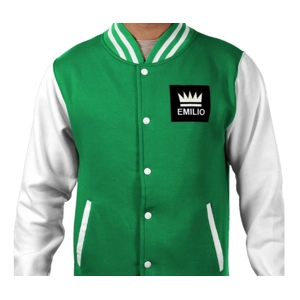 Emilio Men's Kelly Green White Varsity Jacket Size Small