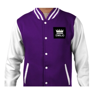 Emilio Men's Purple White Varsity Jacket Size Large