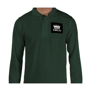 Emilio Men's Bottle Green Long Sleeve Polo Size Large