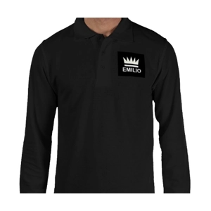 Emilio Men's Black Long Sleeve Polo Size Large