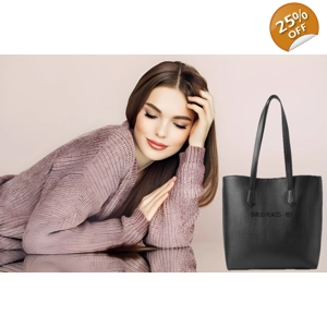 Emilio Places - Rey, Black Leather Tote Bag