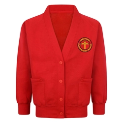 Aberford Primary School Embroidered Cardigan, Red