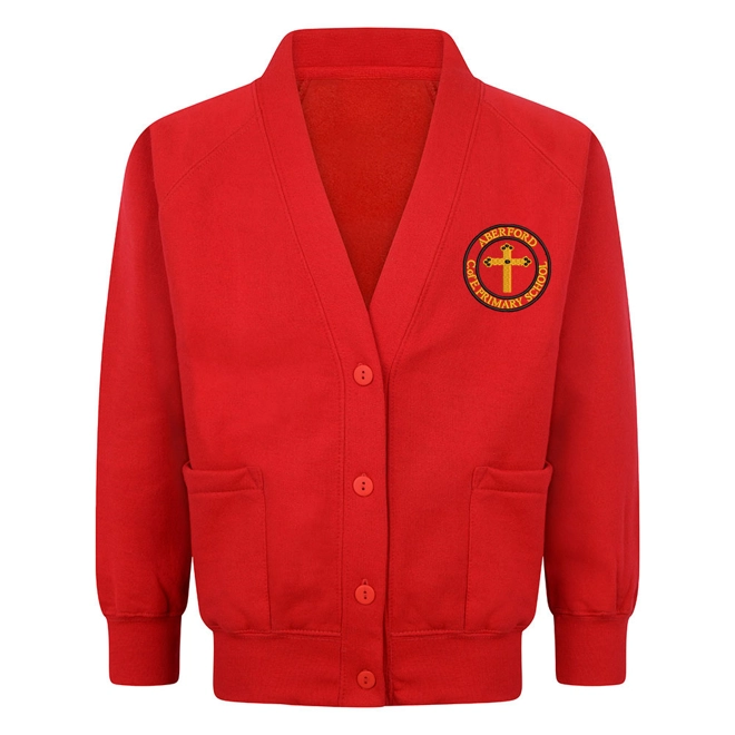 product Image for Aberford Primary School Embroidered Cardigan, Red