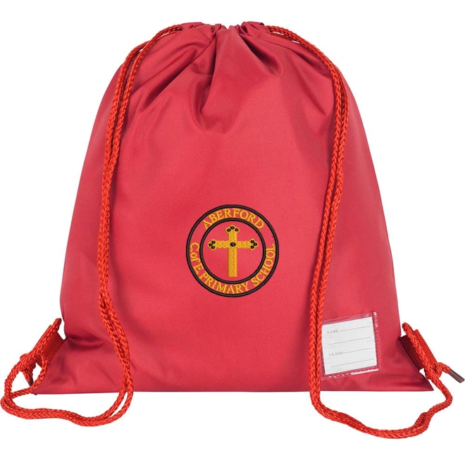 product Image for Aberford Primary School Drawstring PE Bag, Red