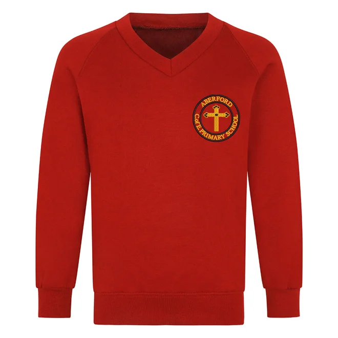 product Image for Aberford Primary School Embroidered V-neck Sweatshirt, Red