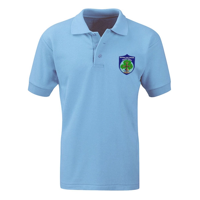 product Image for Barkston Ash Primary School Embroidered Polo Shirt, Sky Blue