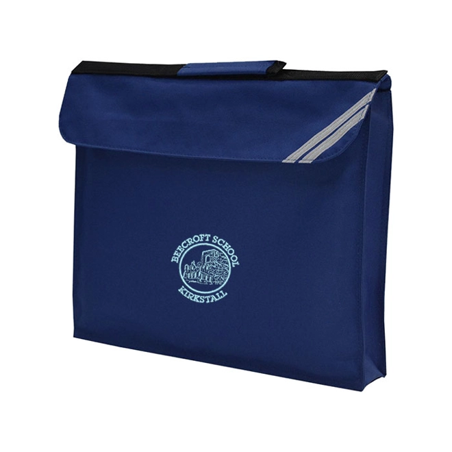 product Image for Beecroft Primary School Kirkstall Embroidered Expander Book Bag, Navy blue