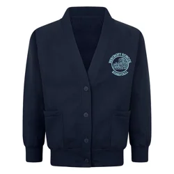 Beecroft Primary School Embroidered Pocketed Cardigan, Navy blue