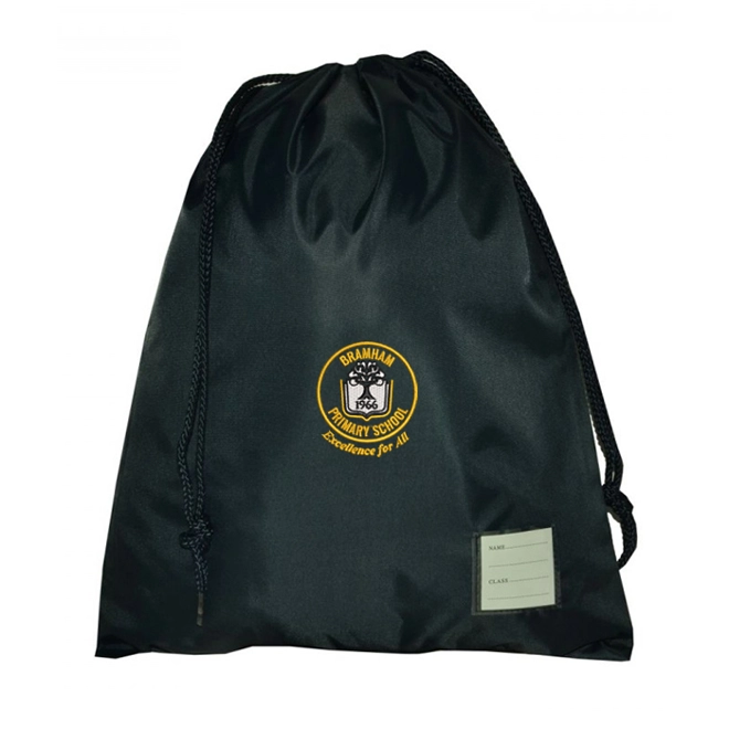 product Image for Bramham Primary School Embroidered Drawstring PE Bag, Navy blue