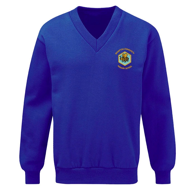 product Image for Brompton Primary School Embroidered V-neck Sweatshirt, Royal blue