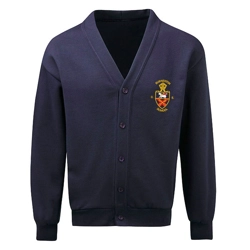 Burneston Primary School Embroidered Cardigan, Navy blue