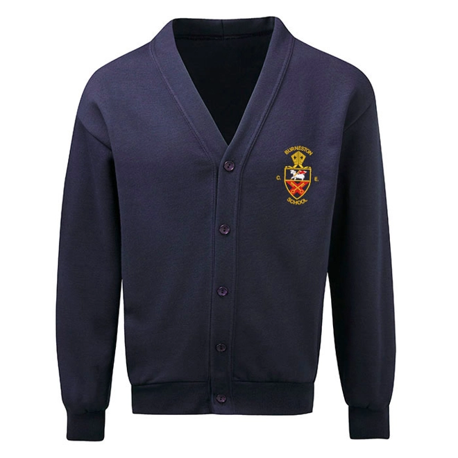 product Image for Burneston Primary School Embroidered Cardigan, Navy blue