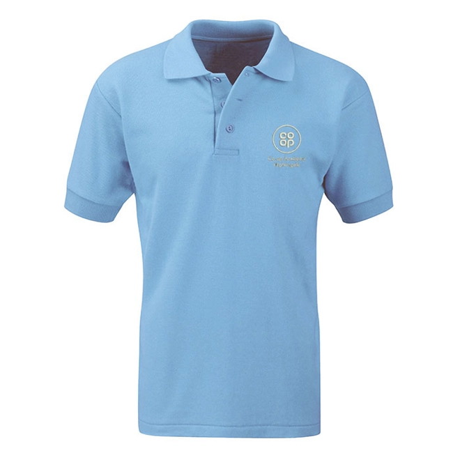 product Image for Co-op Academy Nightingale Embroidered Polo Shirt, Sky blue