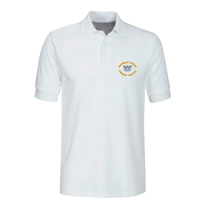 product Image for Crossley Street Primary School Embroidered Polo Shirt, White