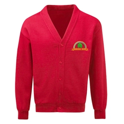 Deighton Gates Primary School Embroidered Cardigan, Red