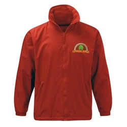 Deighton Gates Primary School Embroidered Fleece-lined Showerproof Jacket, Red