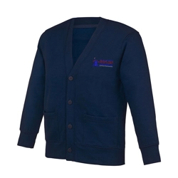 Denaby Main Primary Academy Embroidered Pocketed Cardigan, Navy blue