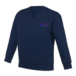 Denaby Main Primary Academy Embroidered V-neck Sweatshirt, Navy blue