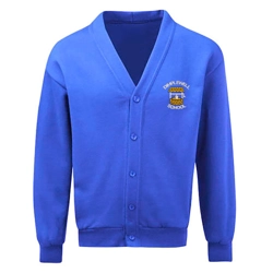 Dimple Well Infant School Embroidered Cardigan, Royal blue