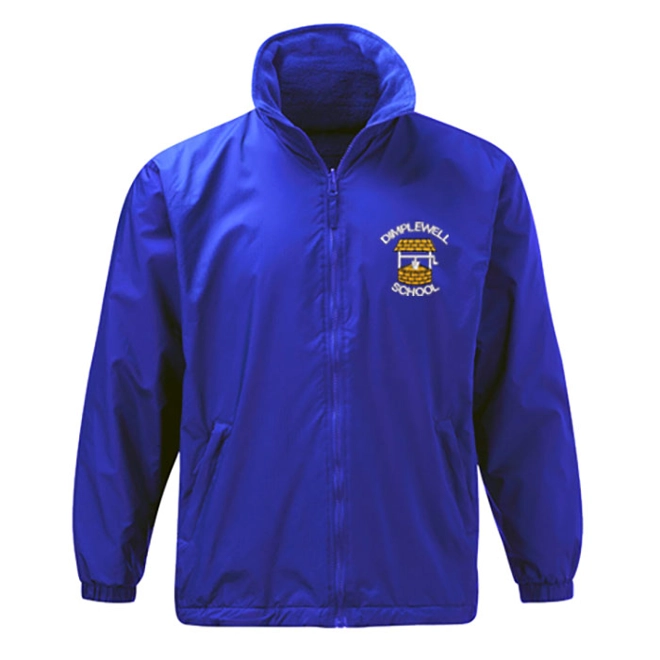 product Image for Dimple Well Infant School Embroidered Fleece-lined Showerproof Jacket, Royal blue