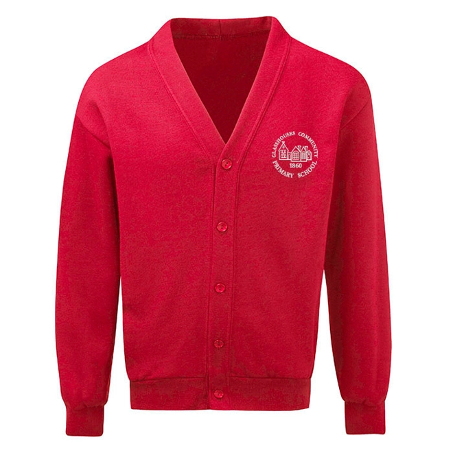 product Image for Glasshouses Primary School Embroidered Cardigan, Red